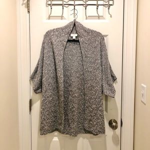 Navy & White Sweater Poncho